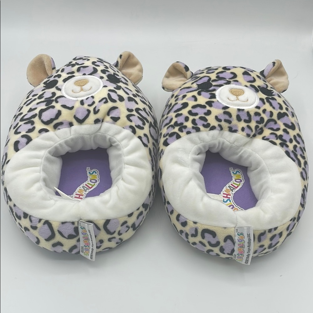 Squishmallows Purple and Black Leopard Animal Slippers